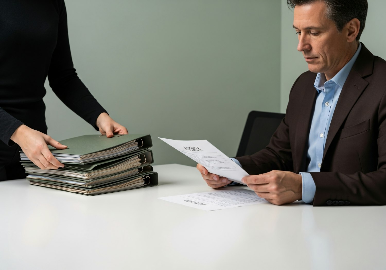 A professional, likely a compliance officer, diligently reviewing documents in an office, symbolizing their critical role.