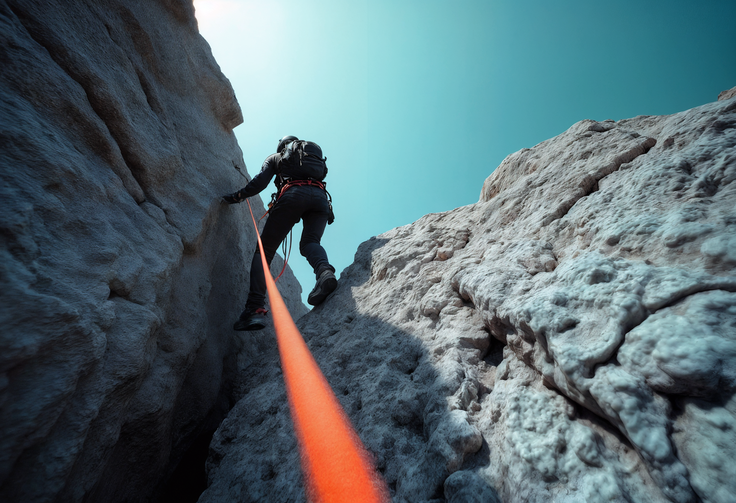 A professional climbing a ladder, symbolizing career advancement and the structured progression within AML roles.