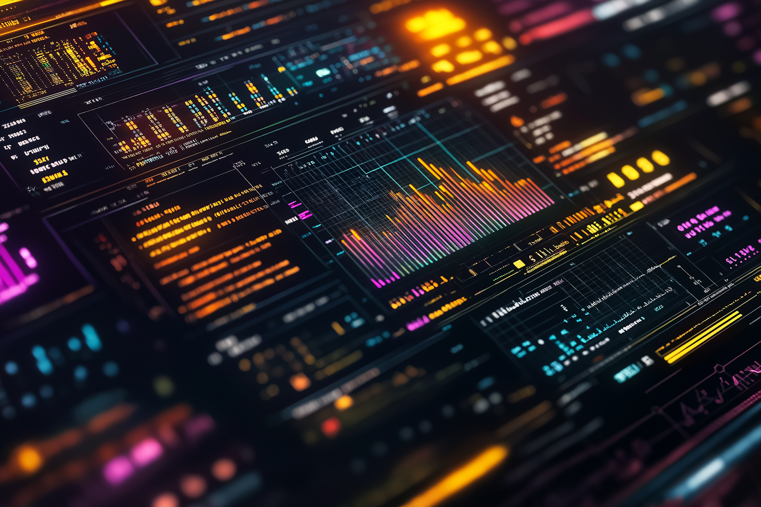 A team analyzing data on a security metrics dashboard, demonstrating the measurement and evaluation of training success and its link to risk reduction.
