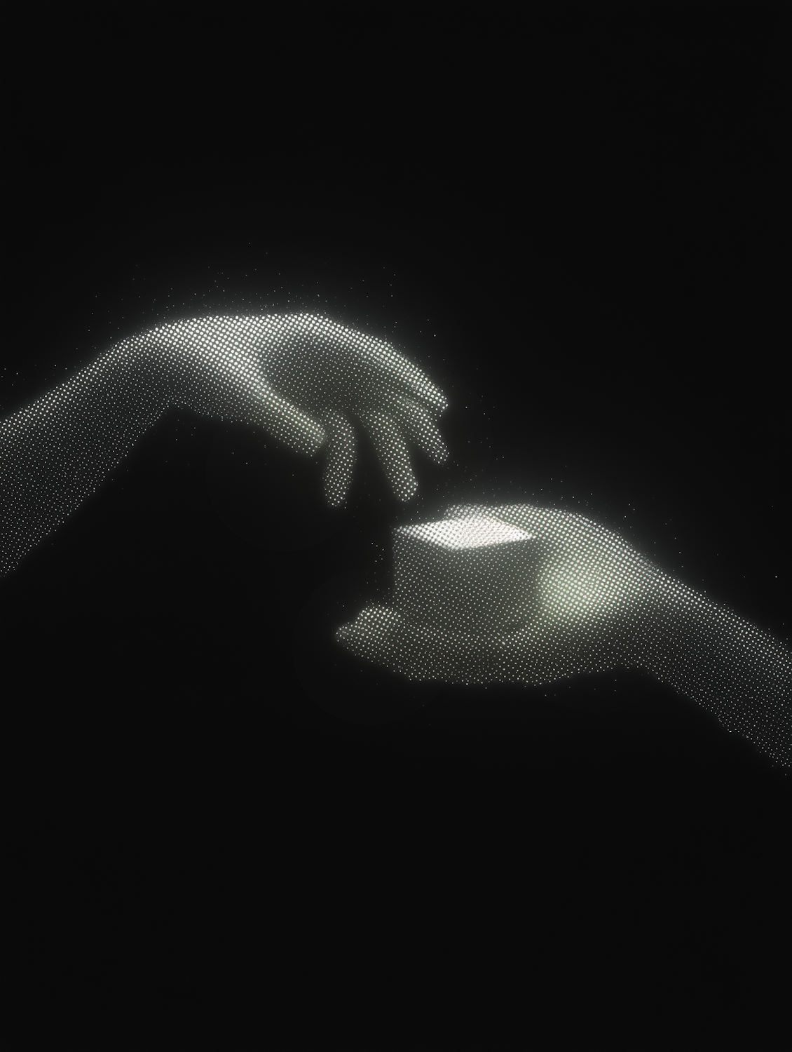 Hands interacting with stylized, glowing cryptocurrency icons, representing the movement and custody changes of digital assets.